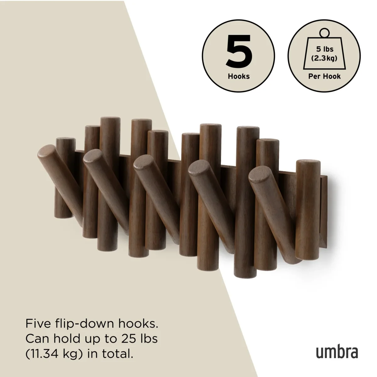 Umbra Picket Wandhaak 5-delig - Aged Walnut - Afbeelding 8
