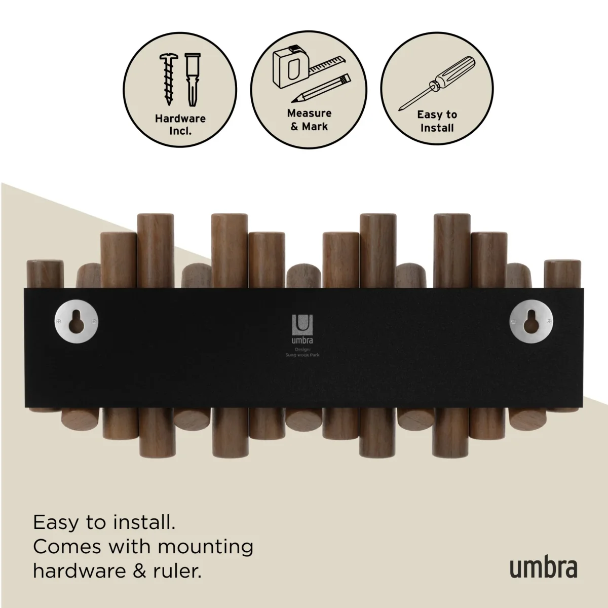 Umbra Picket Wandhaak 5-delig - Aged Walnut - Afbeelding 9
